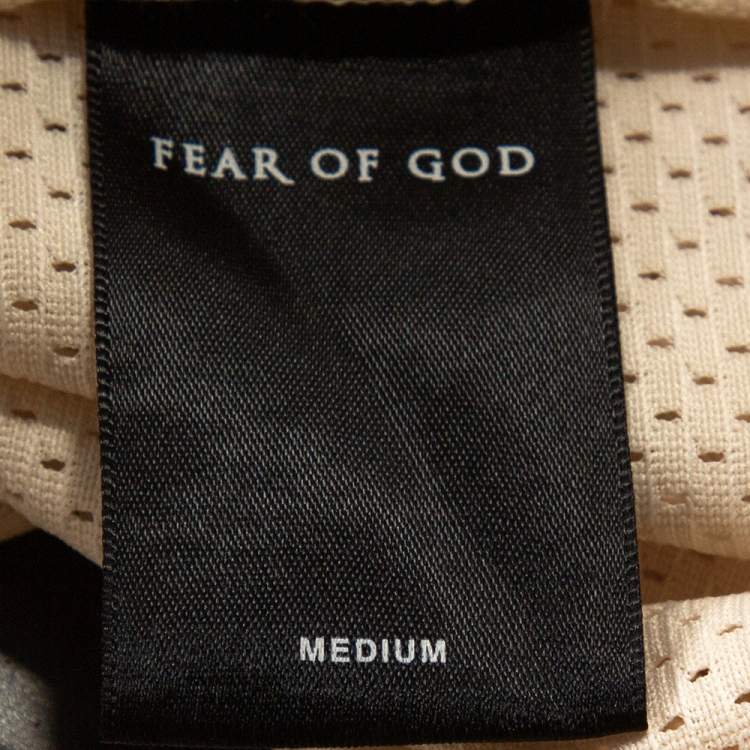 Pre Owned Fear of God Fifth Collection Cream Motocross Mesh Long Sleeve T Shirt M