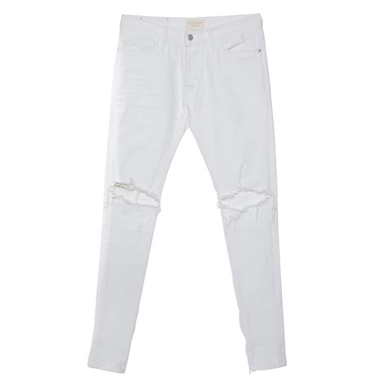 Fear of God Fourth Collection White Distressed Denim Selvedge Jeans M ...