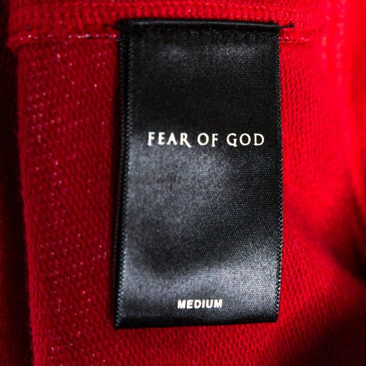 Pre Owned Fear of God Fifth Collection Red Plaid Cotton Hoodie M