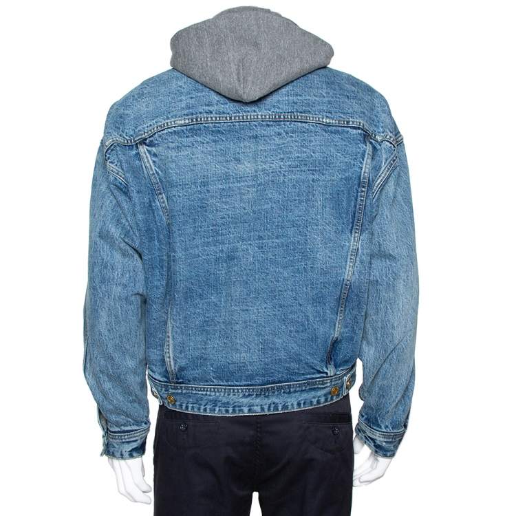 Pre Owned Fear Of God Fifth Collection Indigo Denim Hooded Trucker Jacket M