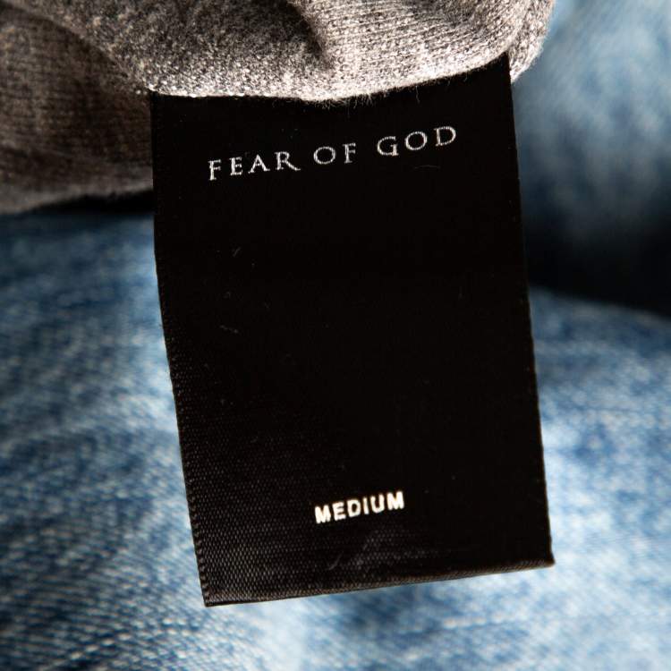 Pre Owned Fear Of God Fifth Collection Indigo Denim Hooded Trucker Jacket M