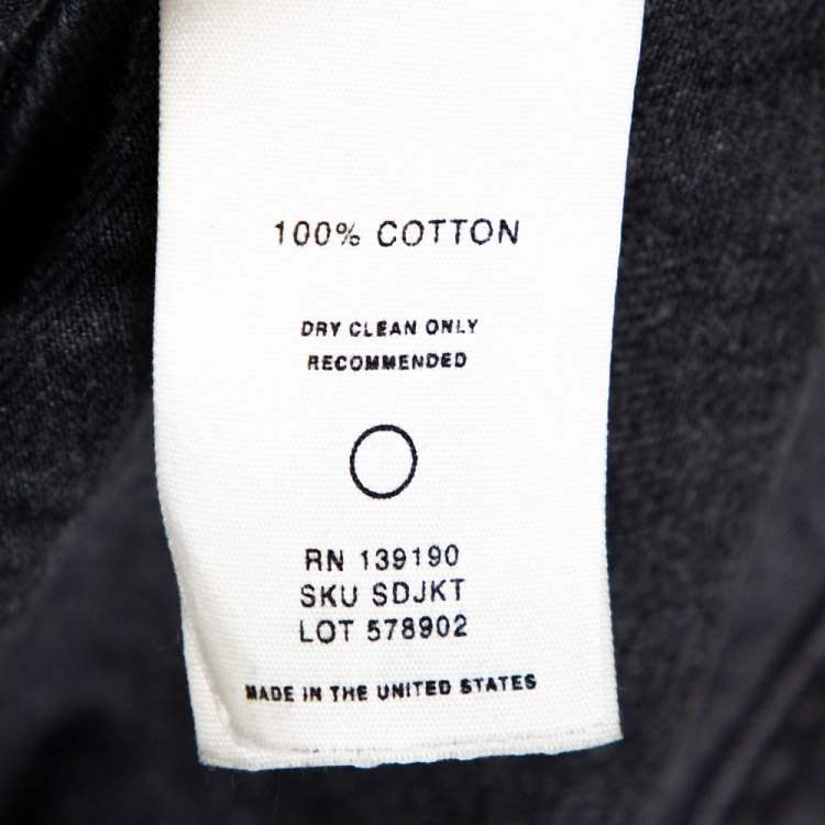 Pre Owned Fear Of God Black Acid Washed Denim Trucker Jacket M