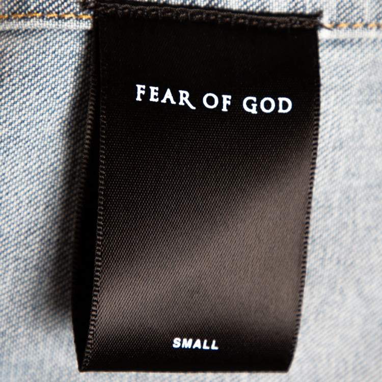 Pre Owned Fear Of God Indigo Light Wash Denim Long Sleeve Shirt S