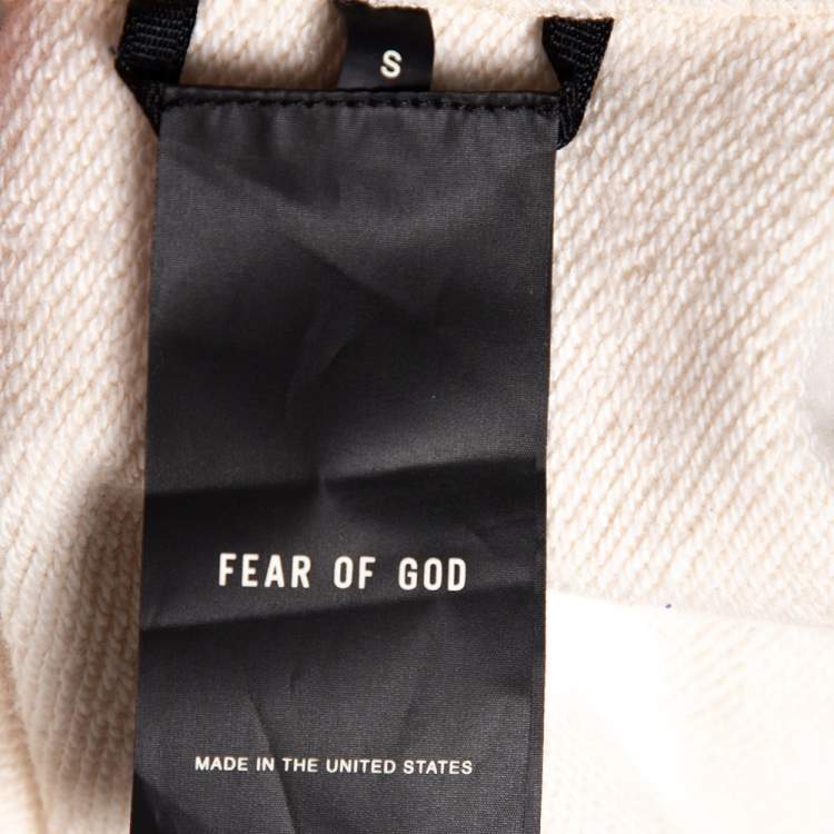 Pre Owned Fear Of God Sixth Collection Cream Cotton Appliqued Mock Neck Sweatshirt S