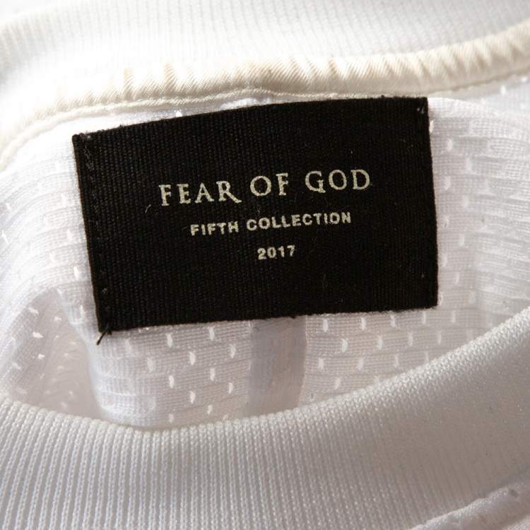 Pre Owned Fear of God Fifth Collection White Mesh Baseball T-Shirt S