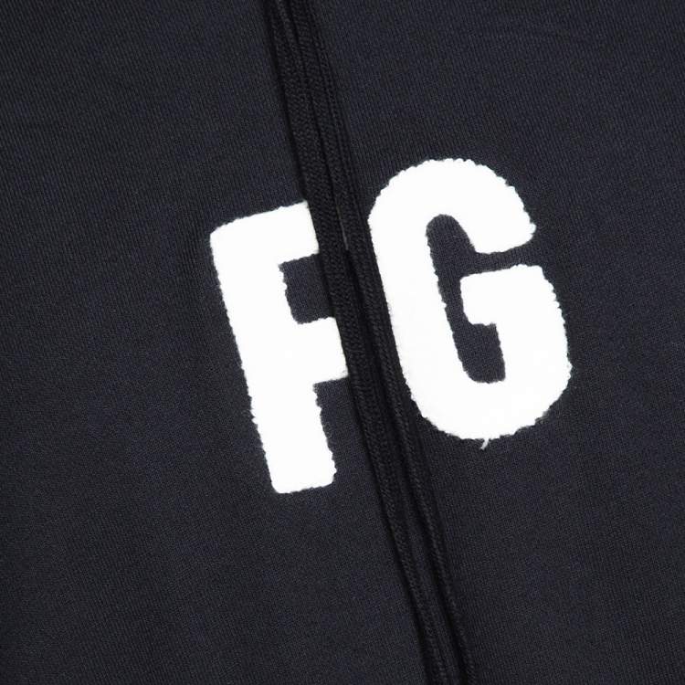 Pre Owned Fear of God Sixth Collection Black Logo Appliqued Mock Neck Sweatshirt S 