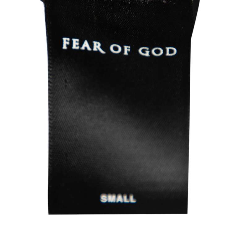 Pre Owned Fear of God Black Synthetic Logo Print Long Sleeved Mesh-Jersey T-Shirt S