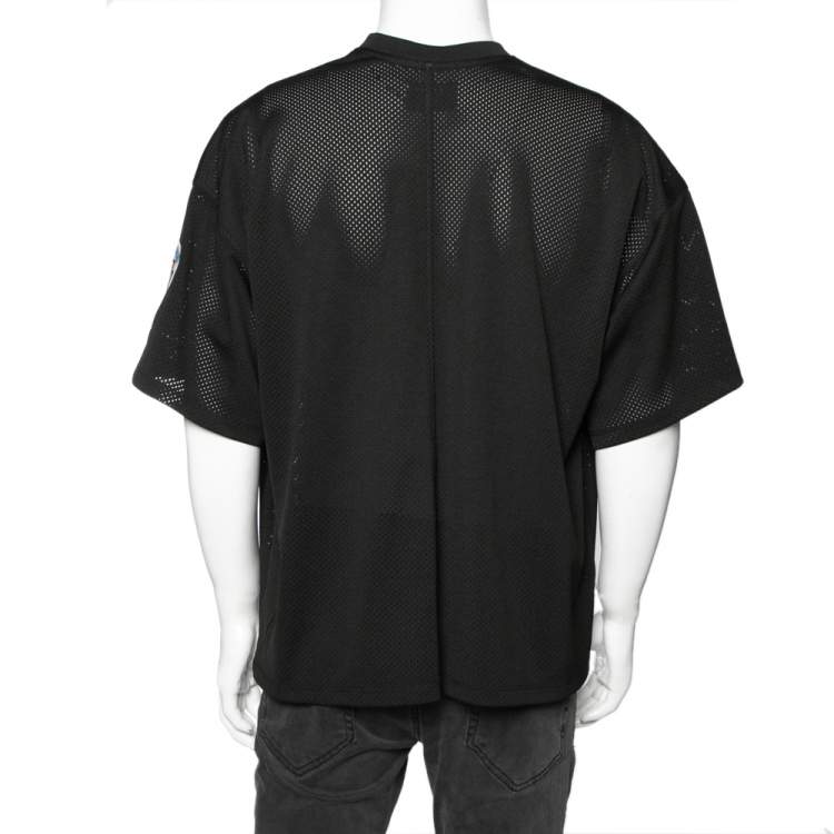 Pre Owned Fear of God Black Mesh Oversized Baseball T-Shirt S 