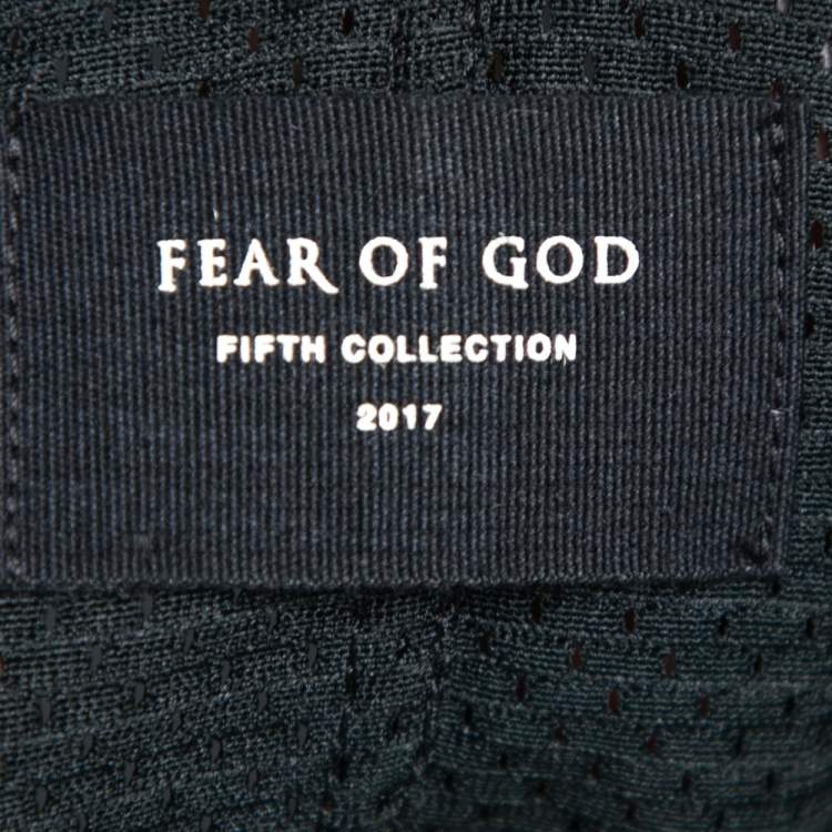 Pre Owned Fear of God Black Mesh Oversized Baseball T-Shirt S 