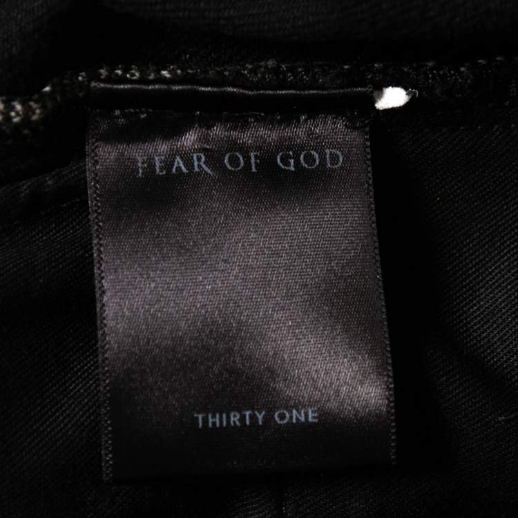 Pre Owned Fear of God Fourth Collection Black Distressed Zipped Hem Jeans M