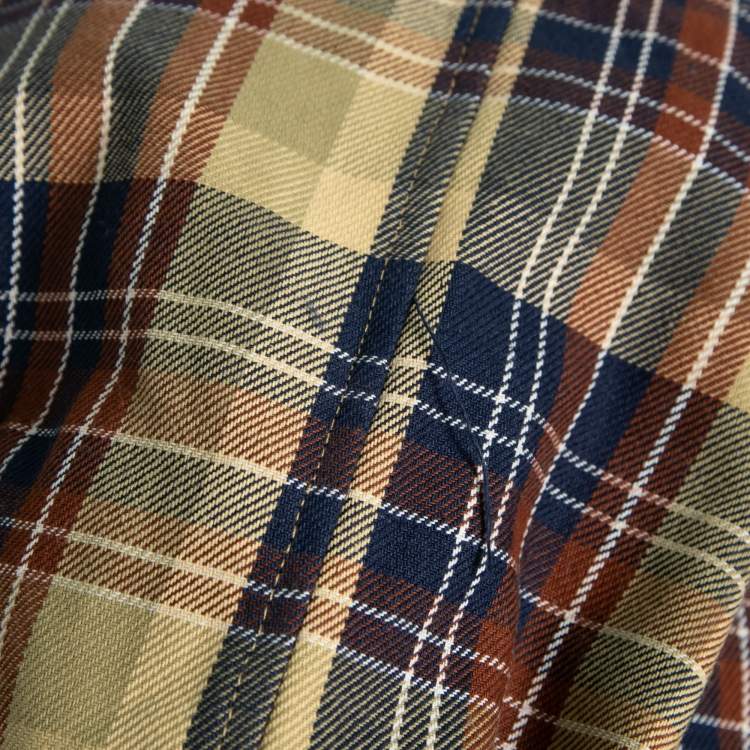 Pre Owned Fear of God Yellow Multicolor Plaid Pattern Long-Sleeve Shirt L