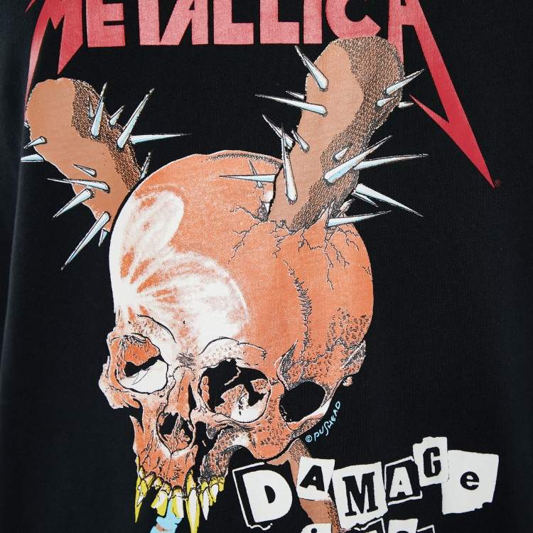 Pre Owned Fear of God Black Metallica Printed Cotton Knit Sleeveless T-Shirt M