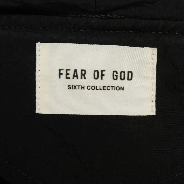 Pre Owned Fear of God Black Synthetic Hooded Rain Jacket L