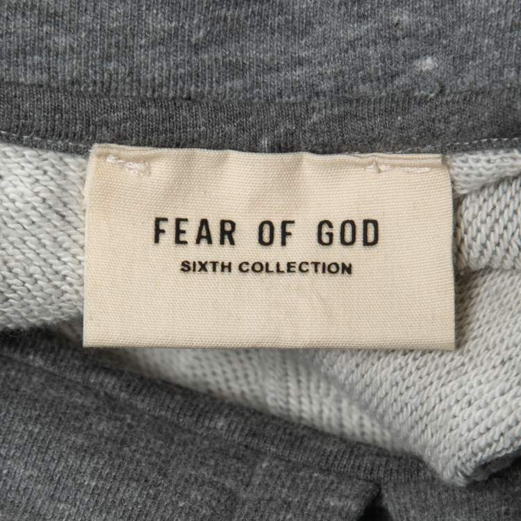 Pre Owned Fear of God Sixth Collection Grey Cotton FG Embroidered Sweatshirt XL