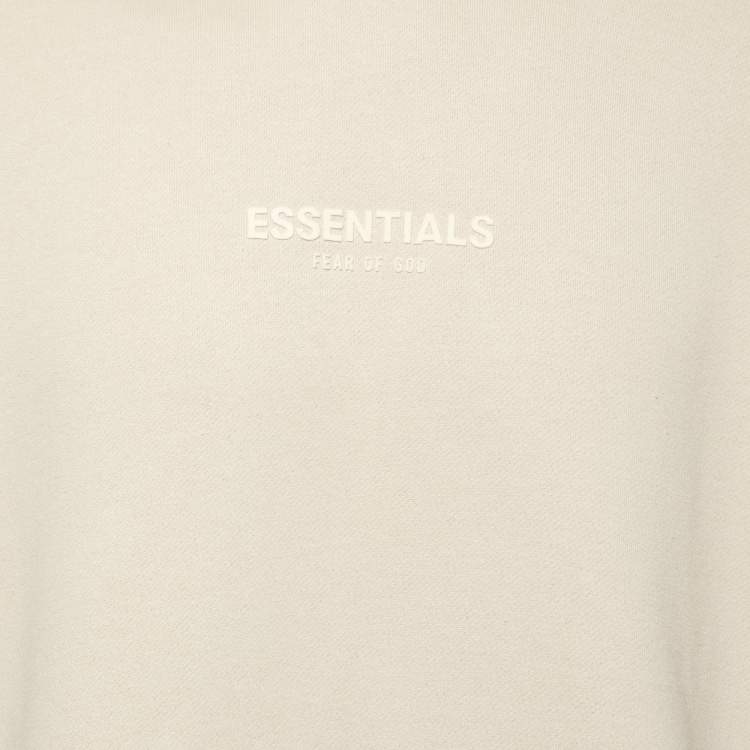 Pre Owned Fear of God Cream Cotton Jersey Hooded Sweatshirt M