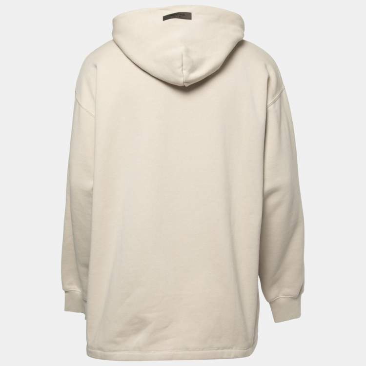 Pre Owned Fear of God Cream Cotton Jersey Hooded Sweatshirt M