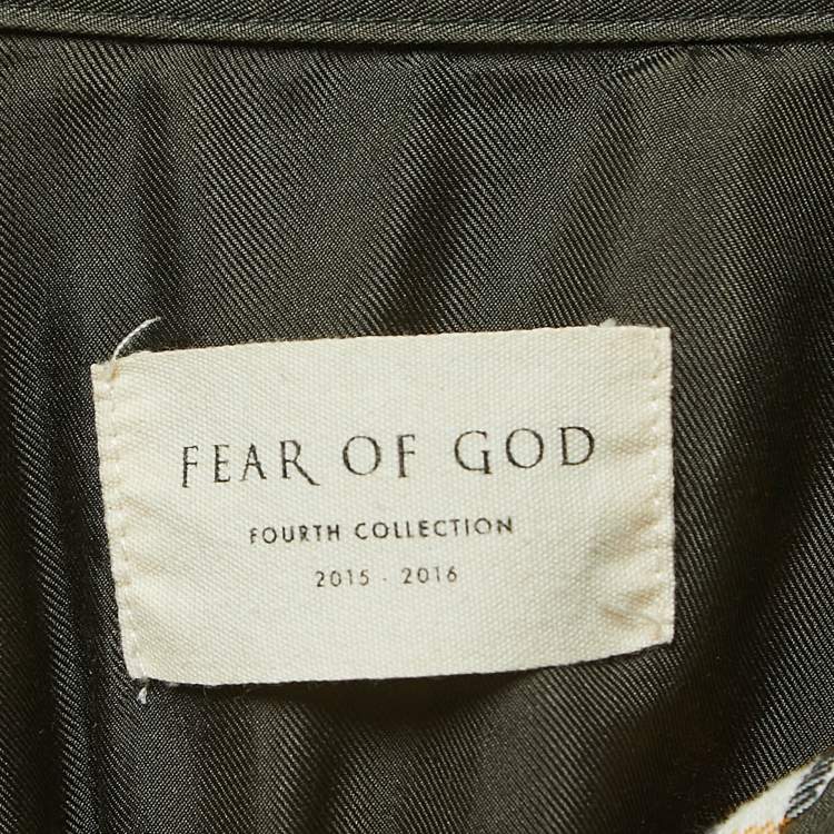 Pre Owned Fear of God Yellow Tartan Wool Button Front Cutoff Shirt XXL