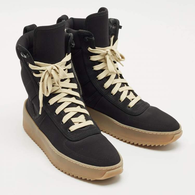 Pre Owned Fear of God Black Neoprene Jungle High Top Sneakers Size 41