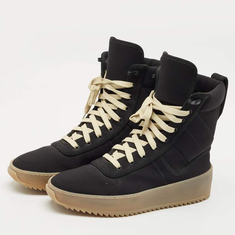 Pre Owned Fear of God Black Neoprene Jungle High Top Sneakers Size 41