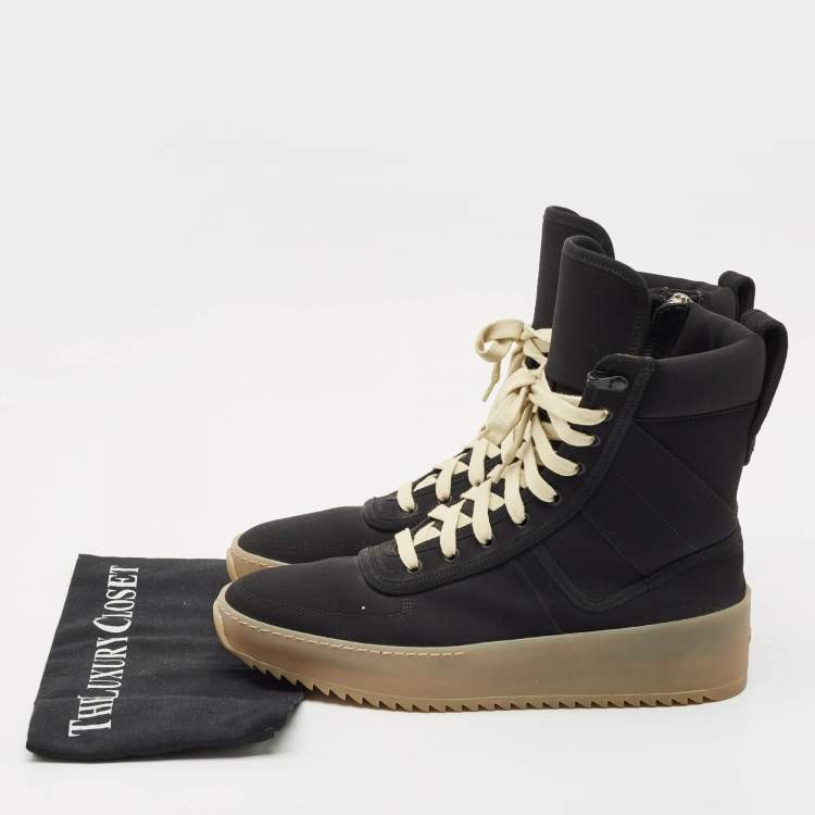 Pre Owned Fear of God Black Neoprene Jungle High Top Sneakers Size 41