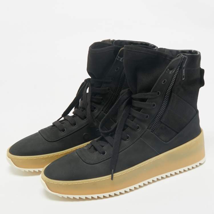 Pre Owned Fear of God Black Canvas and Nubuck Leather Jungle High Top Sneakers Size 41