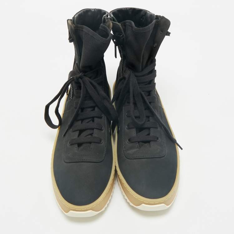 Pre Owned Fear of God Black Canvas and Nubuck Leather Jungle High Top Sneakers Size 41