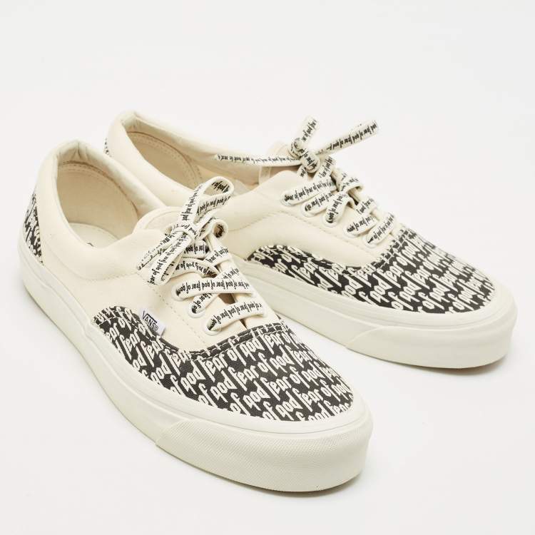 Pre Owned Fear of God x Vans White/Black Canvas Era 95 DX Sneakers Size 42