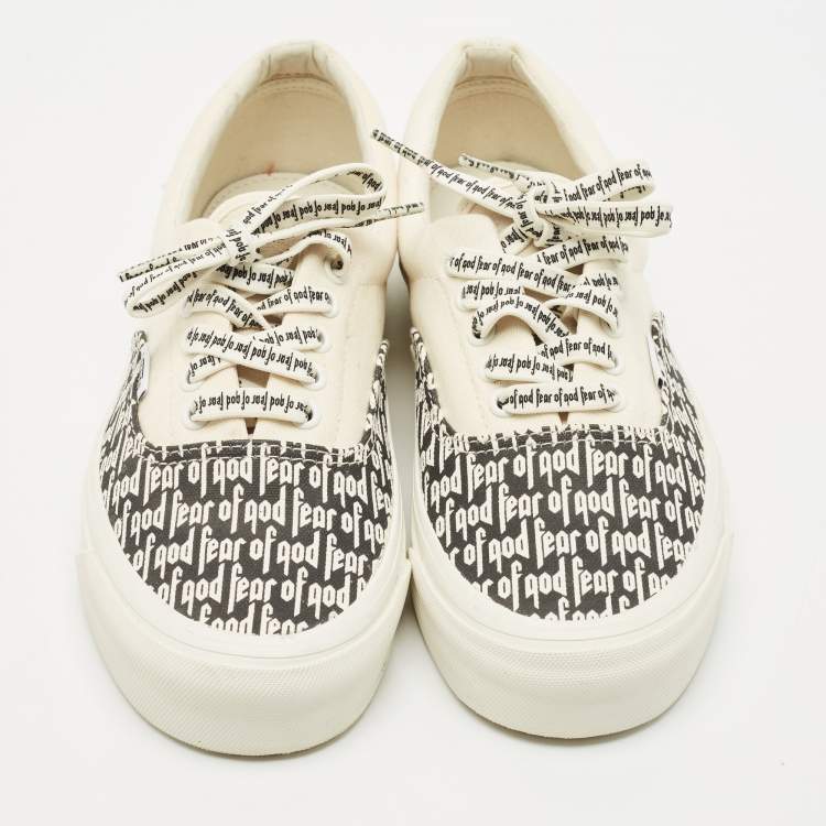 Pre Owned Fear of God x Vans White/Black Canvas Era 95 DX Sneakers Size 42