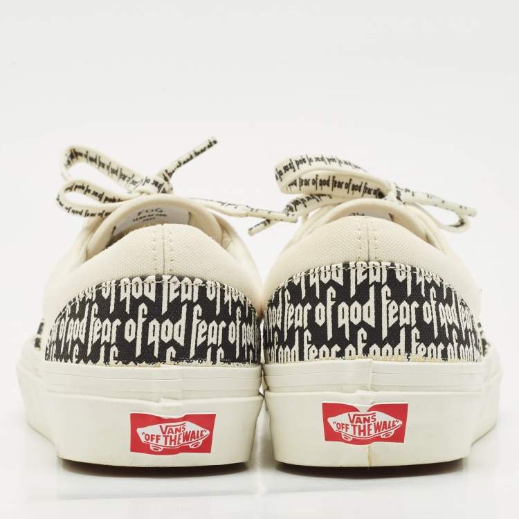 Pre Owned Fear of God x Vans White/Black Canvas Era 95 DX Sneakers Size 42