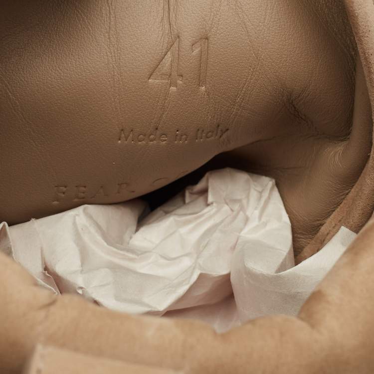 Pre Owned Fear of God Beige Nubuck Leather and Canvas Military Sneakers Size 41