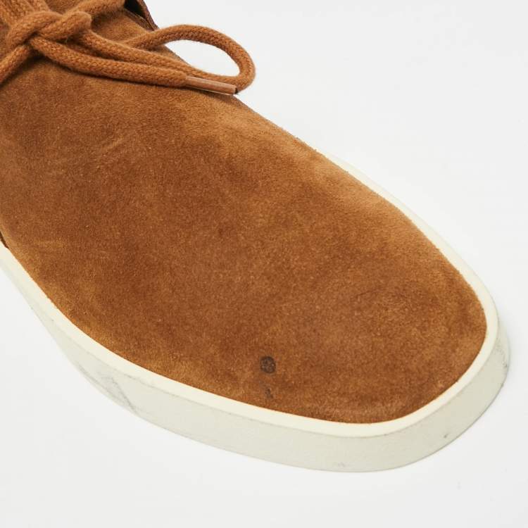 Pre Owned Fear of God Brown Suede Lace Up Runner Low Top Sneakers Size 41