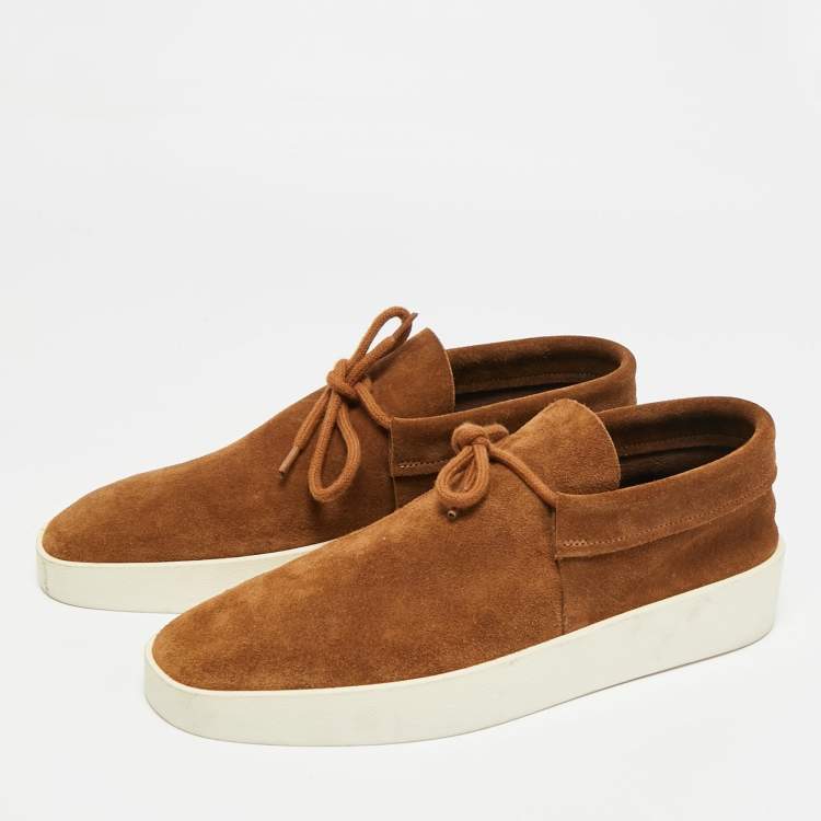 Pre Owned Fear of God Brown Suede Lace Up Runner Low Top Sneakers Size 41