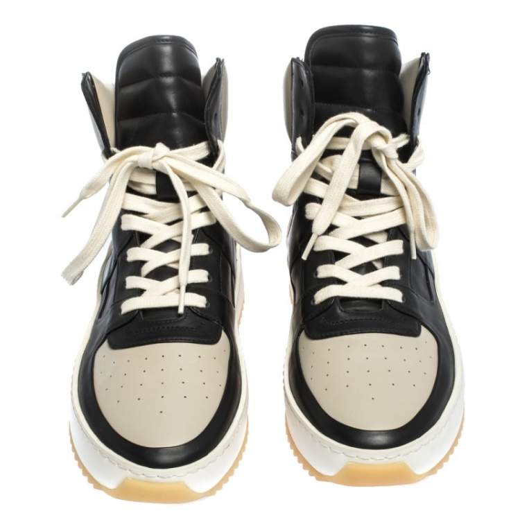 Pre Owned Fear Of God White/Black Leather Basketball High Top Sneakers Size 41