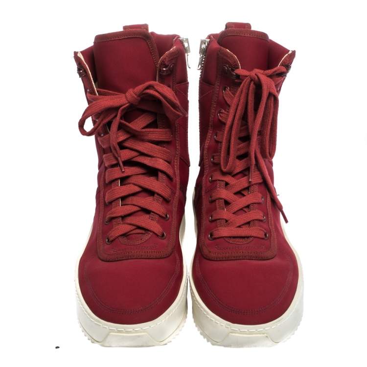 Pre Owned Fear Of God Burgundy Canvas Jungle High Top Sneakers Size 41