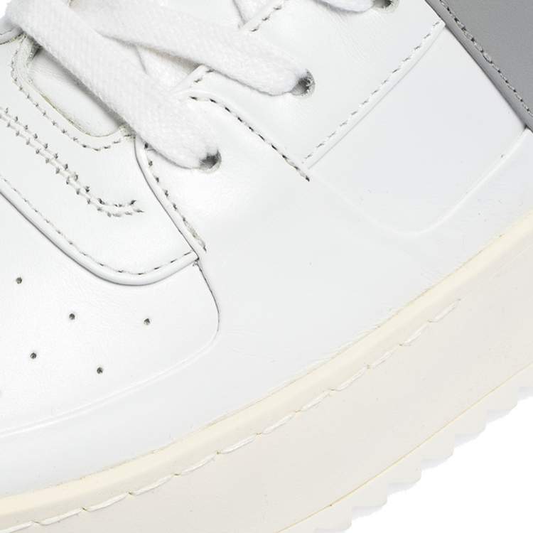 Pre Owned Fear Of God White/Grey Leather Basketball High Top Sneakers Size 41
