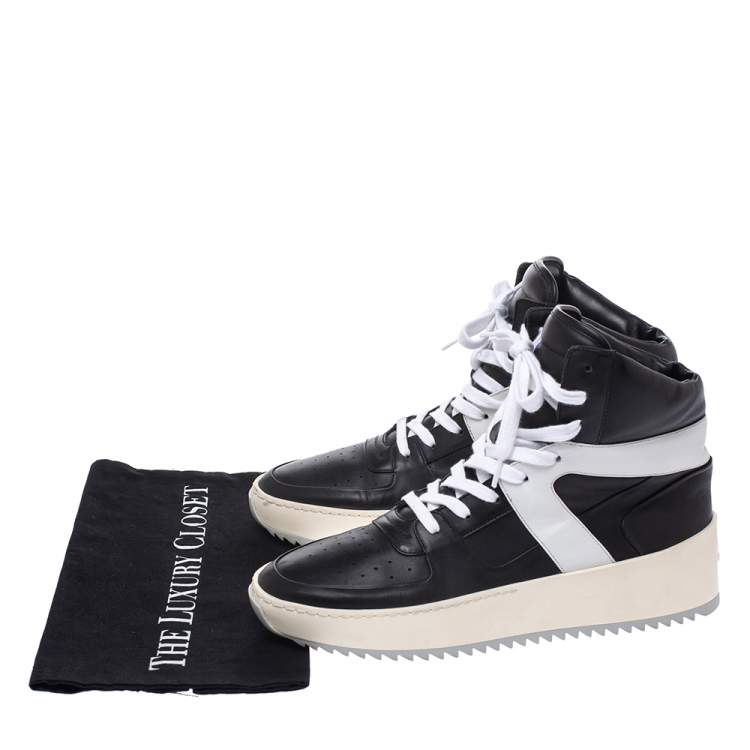 Pre Owned Fear Of God Black/White Leather Basketball High Top Sneakers Size 40