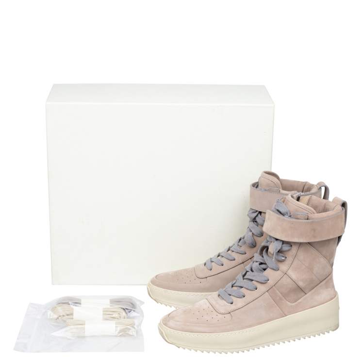 Pre Owned Fear Of God Beige/Grey Suede Military High Top Sneakers Size 40