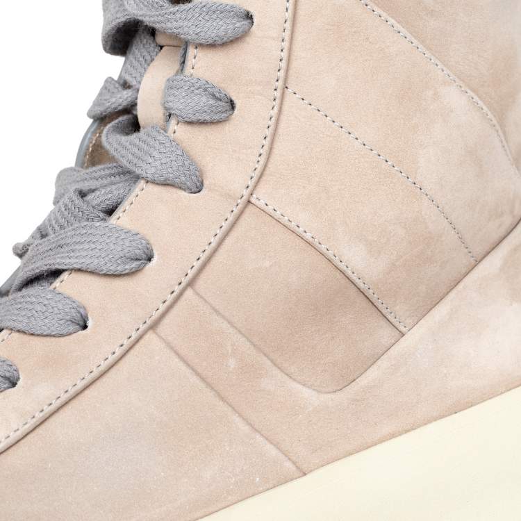 Pre Owned Fear Of God Beige/Grey Suede Military High Top Sneakers Size 40