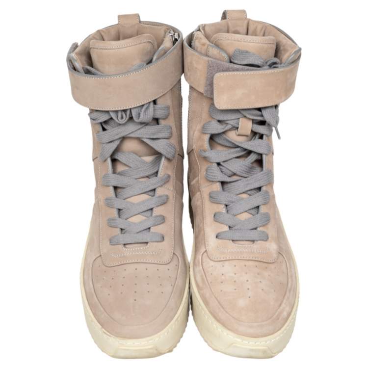 Pre Owned Fear Of God Beige/Grey Suede Military High Top Sneakers Size 40