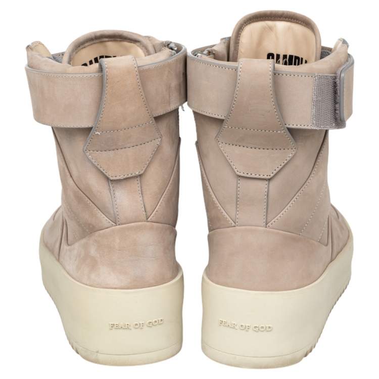 Pre Owned Fear Of God Beige/Grey Suede Military High Top Sneakers Size 40