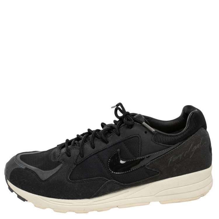 Pre Owned Nike Air Max X Fear of God Black Mesh And Leather Skylon-2 Sneakers Size 44