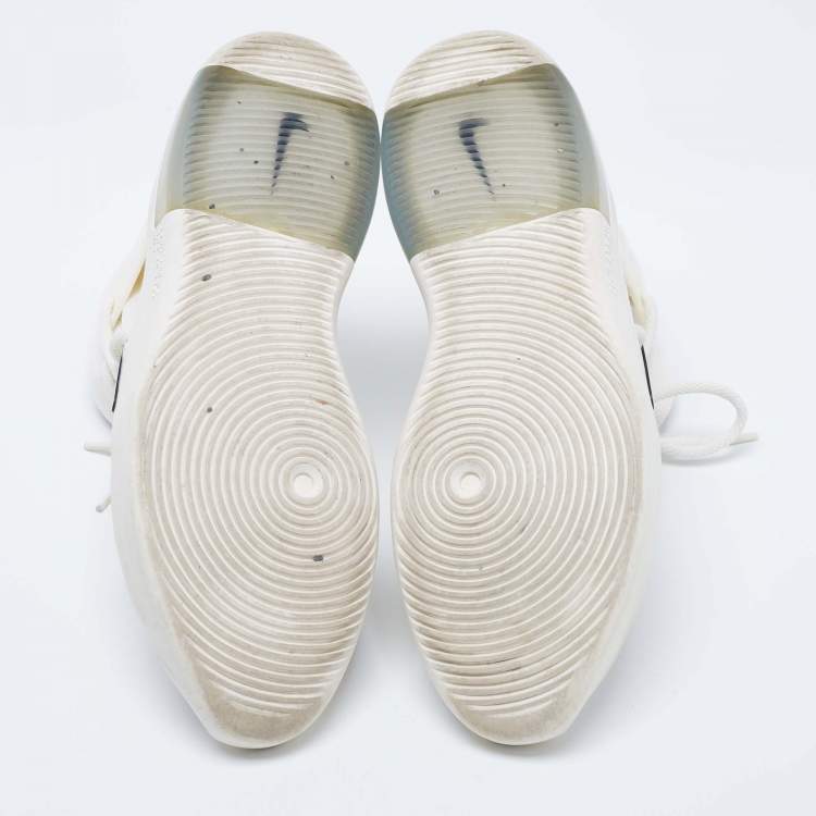 Pre Owned Nike Air X Fear Of God White/Grey Leather And Mesh Basketball High Top Sneakers Size 41