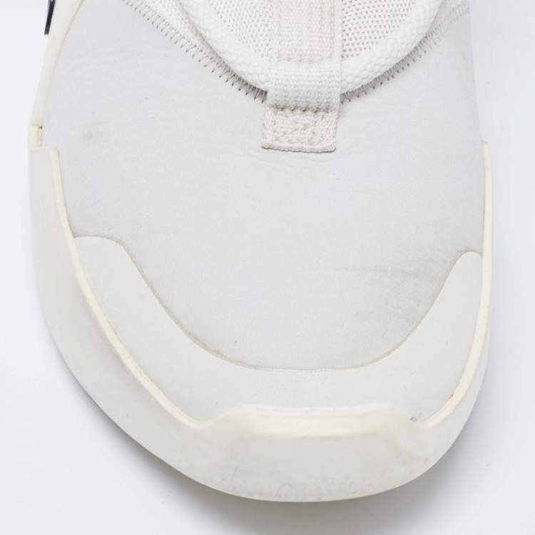 Pre Owned Nike Air X Fear Of God White/Grey Leather And Mesh Basketball High Top Sneakers Size 41