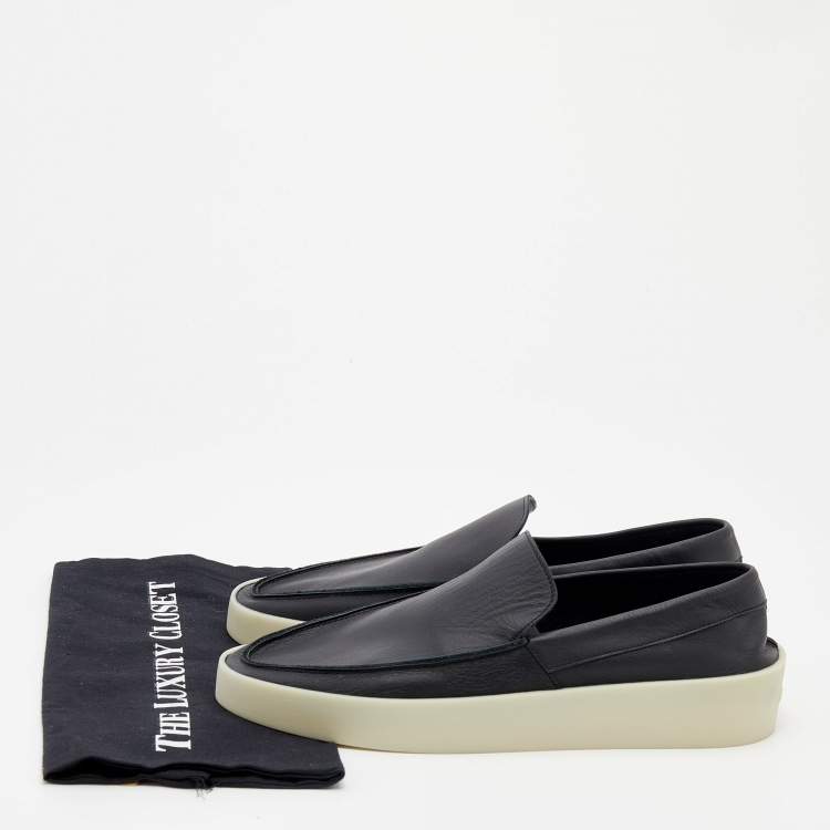 Pre Owned Fear of God Black Leather Slip On Sneakers Size 44