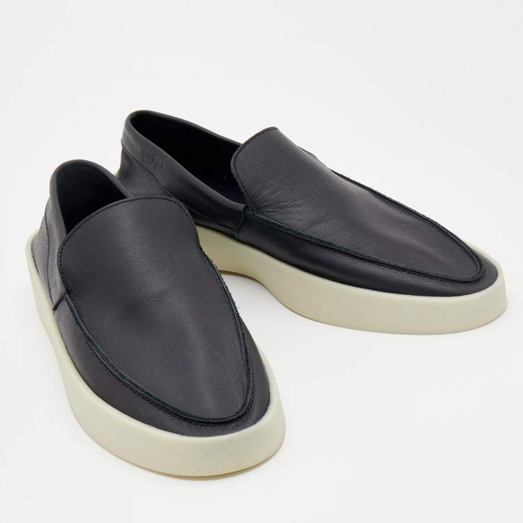 Pre Owned Fear of God Black Leather Slip On Sneakers Size 44