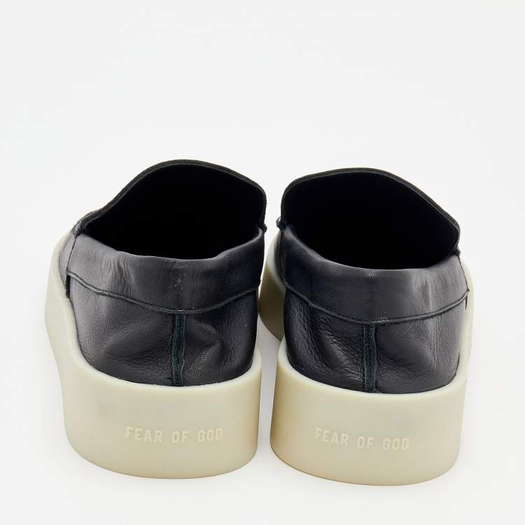 Pre Owned Fear of God Black Leather Slip On Sneakers Size 44