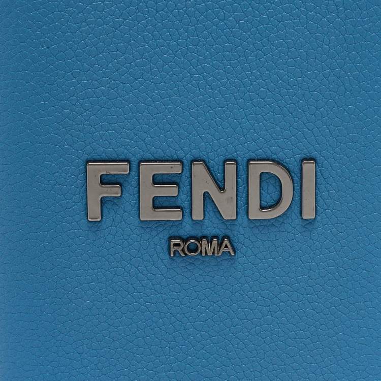 Pre Owned Fendi Blue Leather Logo Passport Holder