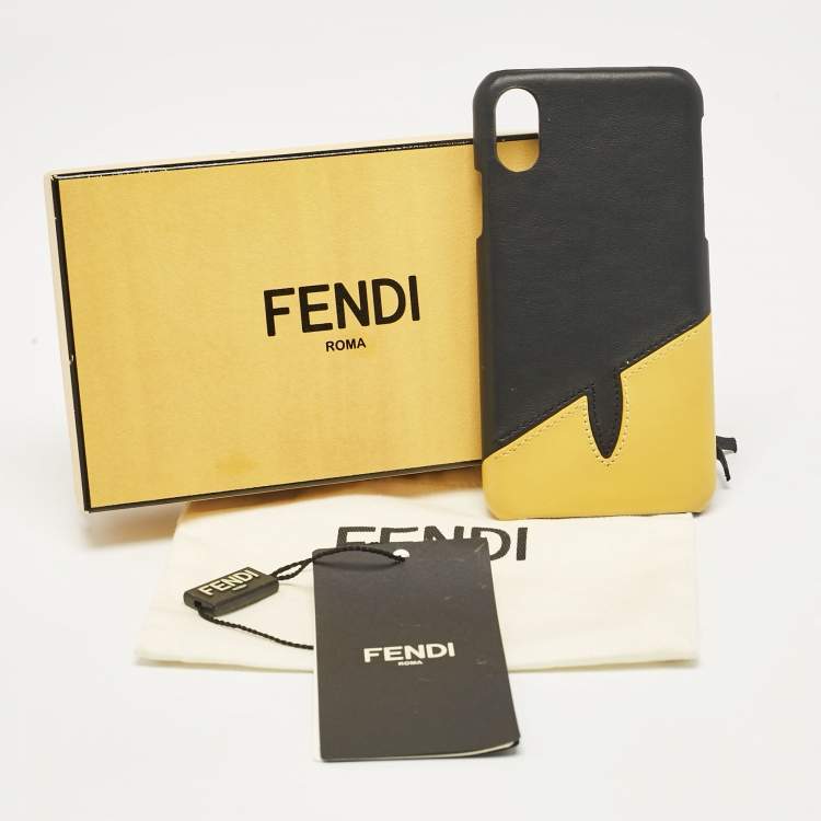 Pre Owned  Fendi Black/Yellow Leather iPhone X Cover