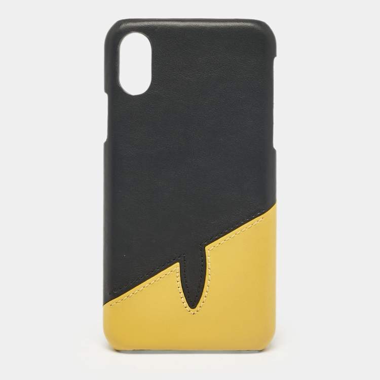 Fendi Black Yellow Leather iPhone X Cover Fendi TLC