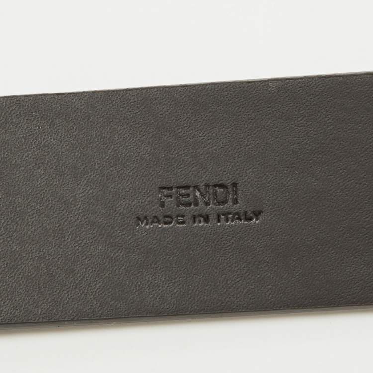 Pre Owned Fendi Brown Zucca Canvas Logo Buckle Belt 100 CM